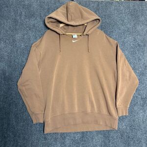 Nike Brown Hooded Sweatshirt with White Swoosh